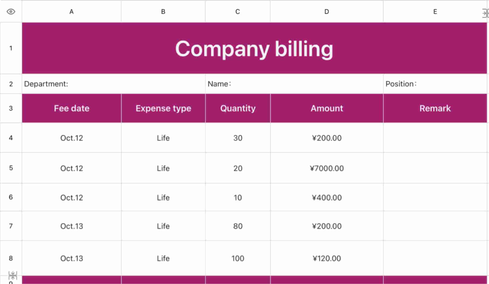 Company billing